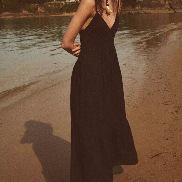 ZARA WOMEN'S LACE INSERT COTTON DRESS - Picture 3 of 5